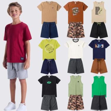 Imagem de Kit Sortido 4 Peças de Roupas Infantis Menino Verão- 2 Camisetas +2 Sh