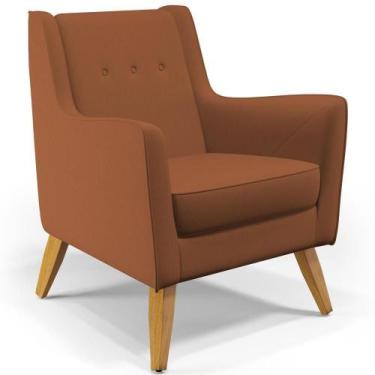 Imagem de Poltrona Com Pés De Madeira Taroba Veludo Telha C-262 - BARROCARTE