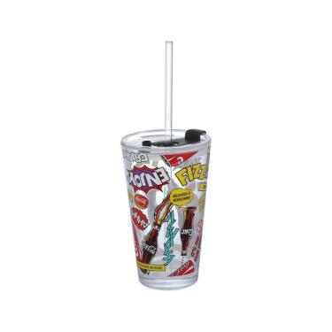 Imagem de Copo de Vidro Drink Fizz 450ML Com Canudo - Coca Cola