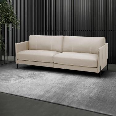 Imagem de Sofá Decorativo Karine 4 Lugares Sala de estar 270cm Pés em Aço Couro Bege G88 - Gran Belo