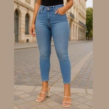 Imagem de Calça Jeans Feminina Skinny Cropped Azul Claro – Cintura Média Malwee-Feminino