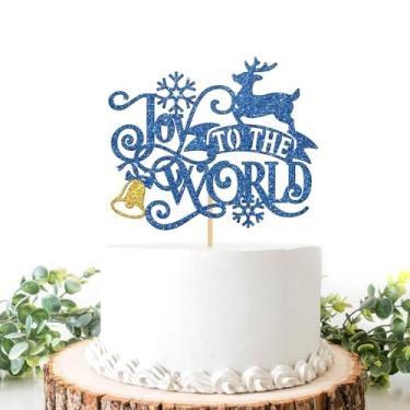 Imagem de Joy to the World Cake Topper, Xmas Holiday Cake Decorations, Winter Christmas Santa Happy New Year Party Supplies