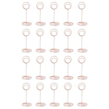 Imagem de Pssopp Suporte do Número da Tabela de 20 Pces, Suporte Redondo do Cartão do Lugar do Ferro Desktop Foto Memo Suporte para o Escritório da Formatura da Festa de Casamento (Ouro Rosa)