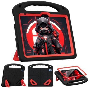 Imagem de ZVOPVO Capa infantil para iPad A16 11ª/10ª geração (27.9 cm/10.9 polegadas, 2025/2022), capa durável à prova de choque com protetor de tela/alça, (preto + vermelho)