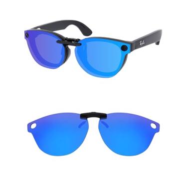 Imagem de HILEEN Óculos de sol polarizados clip-on para Ray-Ban Meta Headliner RW4009 50 mm para homens mulheres proteção UV - azul gelo