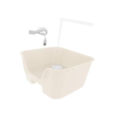 Imagem de Generic Banheira automática para pássaros, brinquedo elétrico para banho de animais de estimação, bacia de banho para pássaros, chuveiro para papagaios, Bege