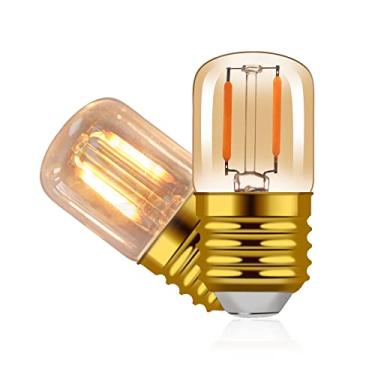 Imagem de Lâmpadas noturnas de LED âmbar E26 1 W, mini lâmpada de tubo Edison T28 2200 K quente, equivalente a 10 W incandescente, lâmpada decorativa de substituição não regulável, pacote com 2