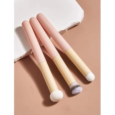 Imagem de Conjunto de 3 pincéis corretivos portáteis para corretivo, cabeça de esponja, pincéis de maquiagem de cabelo macio, base em pó, corretivo fino, pincel de mistura natural