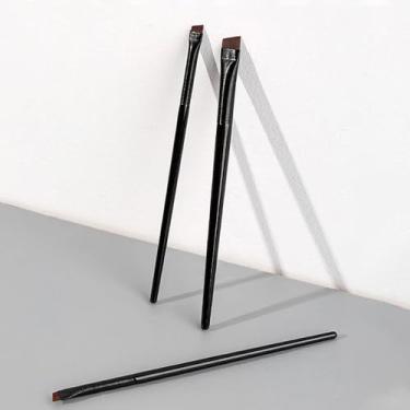 Imagem de Conjunto de pincéis de maquiagem ultrafinos para sobrancelhas e delineadores de lâmina preta, 3 peças, pincel plano de ângulo pequeno, ferramentas de maquiagem para sobrancelhas e olhos