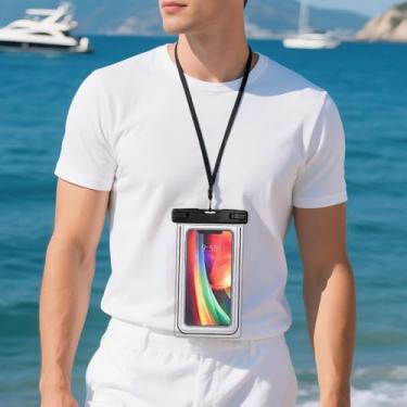 Imagem de Bolsa de telefone à prova d'água bolsa de telefone à prova d'água bolsa seca para esportes ao ar livre (preto, 20 x 10 cm)