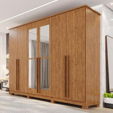 Imagem de Guarda-roupa Casal com Espelho 6 Portas 4 Gavetas com Pés 100% Mdf Zur