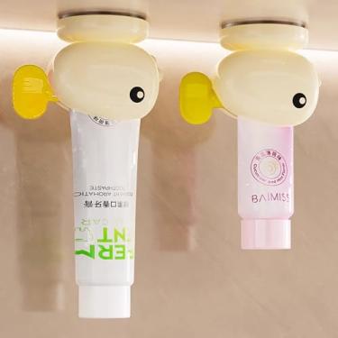 Imagem de 2 peças Espremedor de pasta de dente – Suporte de clipe dispensador de tubo de plástico para banheiro, funciona com pasta de dente, creme, tinta e cosméticos
