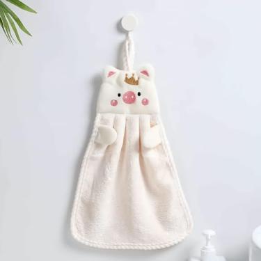 Imagem de Toalhas macias para pendurar à mão, toalha de mão de lã coral de microfibra, para cozinha e banheiro (branca)