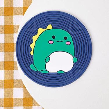 Imagem de Porta-copos de silicone para casa jogo americano bonito antiderrapante resistente ao calor capa de almofada isolada tapetes de lugar (dinossauro)
