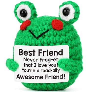 Imagem de Amizade para mulheres, aniversário Bestie BFF Sister, presentes de aniversário para mulheres amigas, mini sapo bonito feito à mão, ideias de presente positivo, Natal, Ação de Graças, Dia dos Namorados