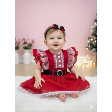Imagem de Romper Bebê Natal Mamãe Noel Vermelho - Vestido Temático Infantil - Fa