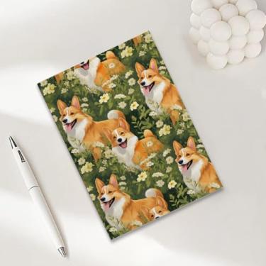 Imagem de Cadernos de retrato de cachorro com flores em aquarela para trabalho, caderno de composição A5, caderno pautado para faculdade, agenda de viagem forrada para escrever anotações, presentes para amantes