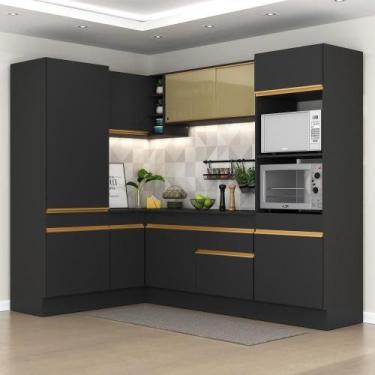 Imagem de Cozinha Completa De Canto Mp2084 Com Armário E Balcão Preta Multimóvei
