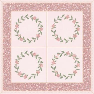 Imagem de HOMETITUTE 10 peças 12 x 30 cm grinalda floral rosa azulejos decorativos de piso descascar e colar adesivos de vinil DIY removíveis para cozinha, banheiro, sala de estar, entrada, decoração de casa