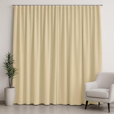 Imagem de Cortina Blackout para Trilho Suíço, 3,00 x 2,50m, 2 Peças, Poliéster, Bloqueia 85% da Luz, Ideal para Sala, Quarto, Escritório (Palha)