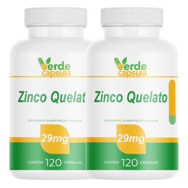 Imagem de Kit 2 Zinco Quelato 29mg 240 Cápsulas - Bisglicinato de Zinco - Suplemento Alimentar em Cápsulas - Verde Cápsula
