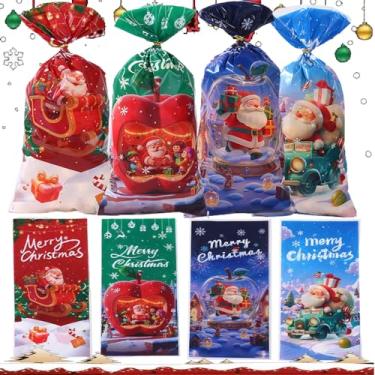 Imagem de 50 peças de embalagem de presente de Natal com sacos plásticos de biscoito doce de fita, decorações de festa de Natal, 27,5 x 12,5 cm (estilo1)