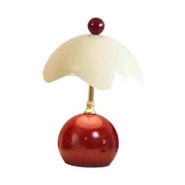 Imagem de Fenteer Abajur de mesa, Abajur de cabeceira, Luminária de cabeceira moderna, Luz noturna LED para mesa, ideal para quarto, casa, quarto infantil, café e, Vermelho