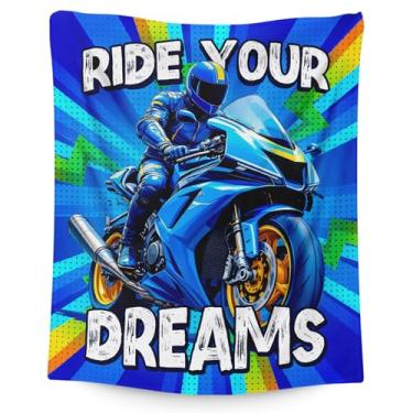 Imagem de Cobertor infantil para motociclistas, presentes para meninos - 102 x 127 cm de flanela macia para sofá, escritório, viagem, casa, decoração de festa