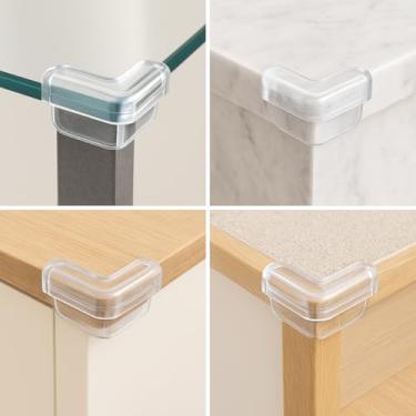 Imagem de Protetor De Quina Borda Cantos Tipo 90° Com 4 Peças Para Quina de Mesa Transparente Segurança Para Crianças Aplicável Em Vários Móveis Discreto e Fácil Instalação