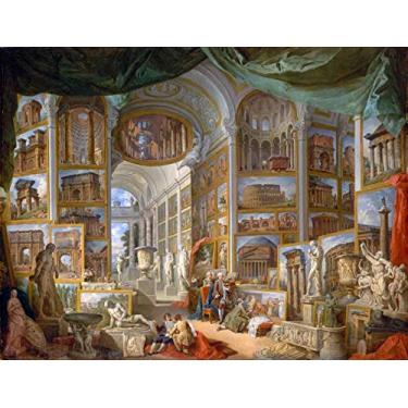 Imagem de Visões da Roma Antiga (1757) de Giovanni Paolo Panini - 75x98 - Tela Canvas Para Quadro