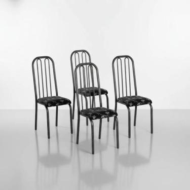Imagem de Kit com 4 Cadeiras Tubulares de Aço Craquelado Montreal  Assento Preto