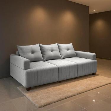 Imagem de Sofá 3 Lugares Living 2,35m Leona Bom Pastor, Linho Cinza