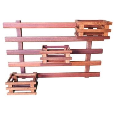Imagem de FLOREIRA JARDIM VERTICAL DE MADEIRA COM 3 CACHEPOT 65x50 - Metalgom