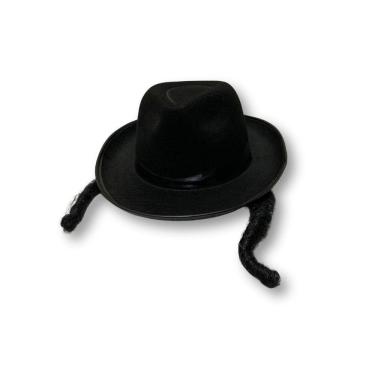 Imagem de Chapéu Judeu Fedora Preto De Feltro Com Tranças