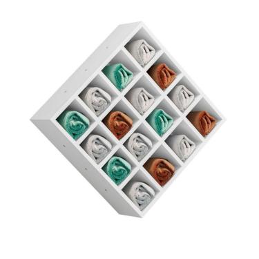 Imagem de Nicho Decorativo Porta Toalha Com 16 Nicho Multiuso Glamour branco