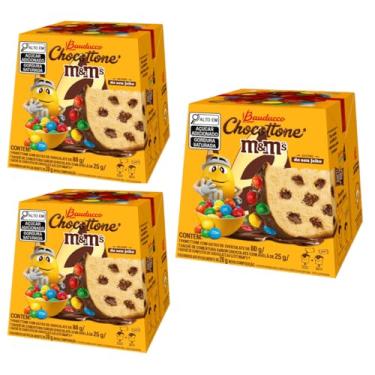 Imagem de Kit 3 Caixas Chocottone Mini Bauducco Sabor M&M's 80g