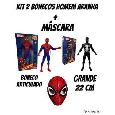 Imagem de Kit Homem Aranha com 2 Bonecos + Máscara Heróis Marvel Presente Infant