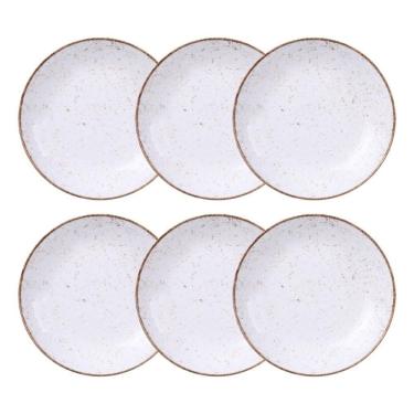 Imagem de Jogo De Pratos Fundo 6 Peças Rústico 22 Cm Porcelana Decorada Tramontina