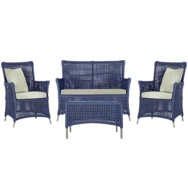 Imagem de Jogo Sofá E 2 Poltronas E Mesa Igapó Fendi E3 Trama Original Azul