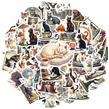 Imagem de 100pcs Cats Magic Halloween Fantasy Nature Pvc Sticker Animal Stickers Feline Funny Stickers For Guitar Diy Skateboard Laptop Luggage Decor Suitcase Fridge Phone Luggage Laptop Guitar Car Sticker Toys