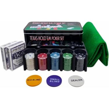 Imagem de Jogo de Poker 200 Fichas Cartas de Baralho, Maleta Metálica, Fichas de Dealer e Blind, Conjunto Completo para Jogos