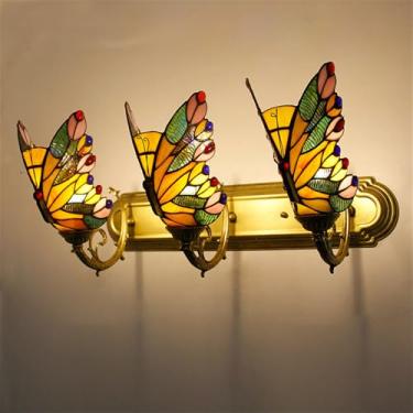 Imagem de Luminária de parede retrô americana LED estilo europeu de luxo para sala de estar, quarto, escritório, casa de campo, hotel, restaurante, café, bar, corredor, com vidro colorido (Estilo 21)