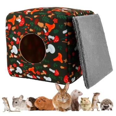 Imagem de Cama esconderijo de porquinho-da-índia, casa de porquinho da índia lavável, quente e antiderrapante, acessórios de gaiola de tubo de casa de refúgio de coelho, 26 x 26 x 26 cm quadrado aconchegante