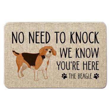 Imagem de QIONG MENG Tapete de porta de cachorro Beagle Welcome Capachos de 43 x 68 cm Não há necessidade de bater We Know You're Here Tapete de entrada, casa de fazenda, casa, cozinha, piso, fronteira, para