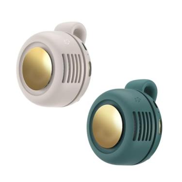 Imagem de Ahuccf Ventilador portátil de encaixe, mini ventilador rotativo de 360° recarregável por USB, mini ventiladores silenciosos de 3 velocidades sem lâmina (branco e verde)