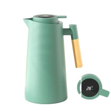Imagem de Garrafa Térmica Premium com Termômetro LED, 1 Litro, Display Digital de Temperatura, Alça em Madeira, Isolamento 24h, para Chá e Café. Cores aleatorias.