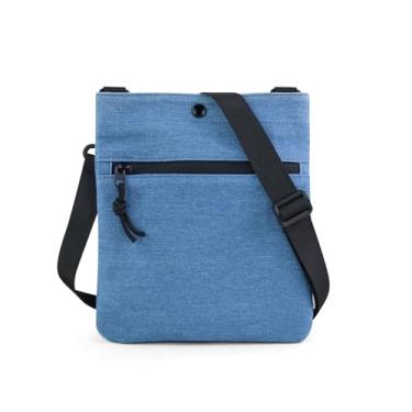 Imagem de AdiStylinno Bolsas transversais pequenas para mulheres, bolsa de ombro simples para celular jeans com bolso com zíper alça ajustável, Jeans azul, 22 x 19.5 x 0.5 cm
