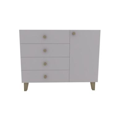 Imagem de Cômoda 4 Gavetas 1 Porta 112x91x47 Sal Rosa - Mdf Arauco