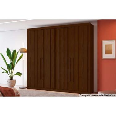 Imagem de Guarda Roupa Solteiro 4 Portas Ripadas E 4 Gavetas Grécia Cacau Conquista