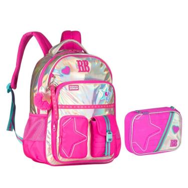 Imagem de Kit Mochila Estojo Rebecca Bonbon Colorida Feminina Escolar